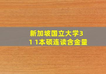 新加坡国立大学3 1 1本硕连读含金量